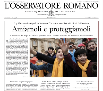 L'Osservatore Romano: il Papa istituisce il Pontificio Consiglio per la Giornata Mondiale dei Bambini