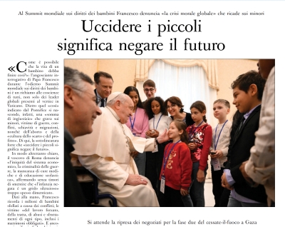 Osservatore Romano: proteggere i bambini futuro dell'umanità